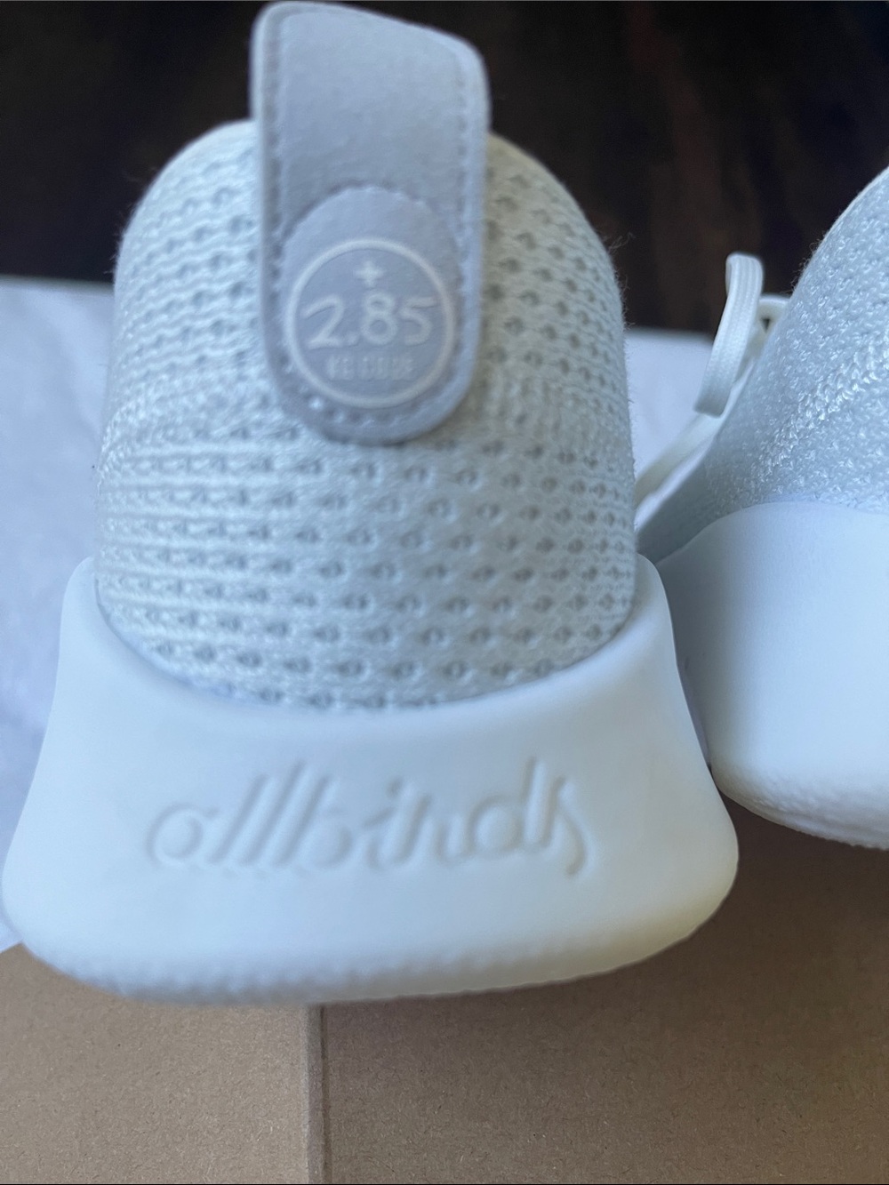 allbirds White Knit Casual Sneakers. Color is Blizzard, Hanami night - Picture 7 of 8